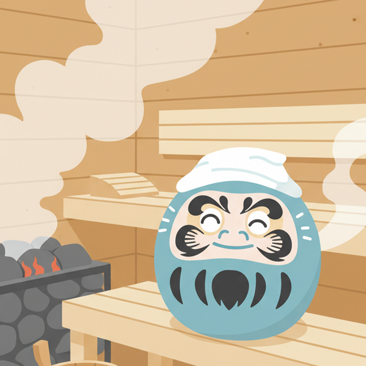 サウナに入るだるま