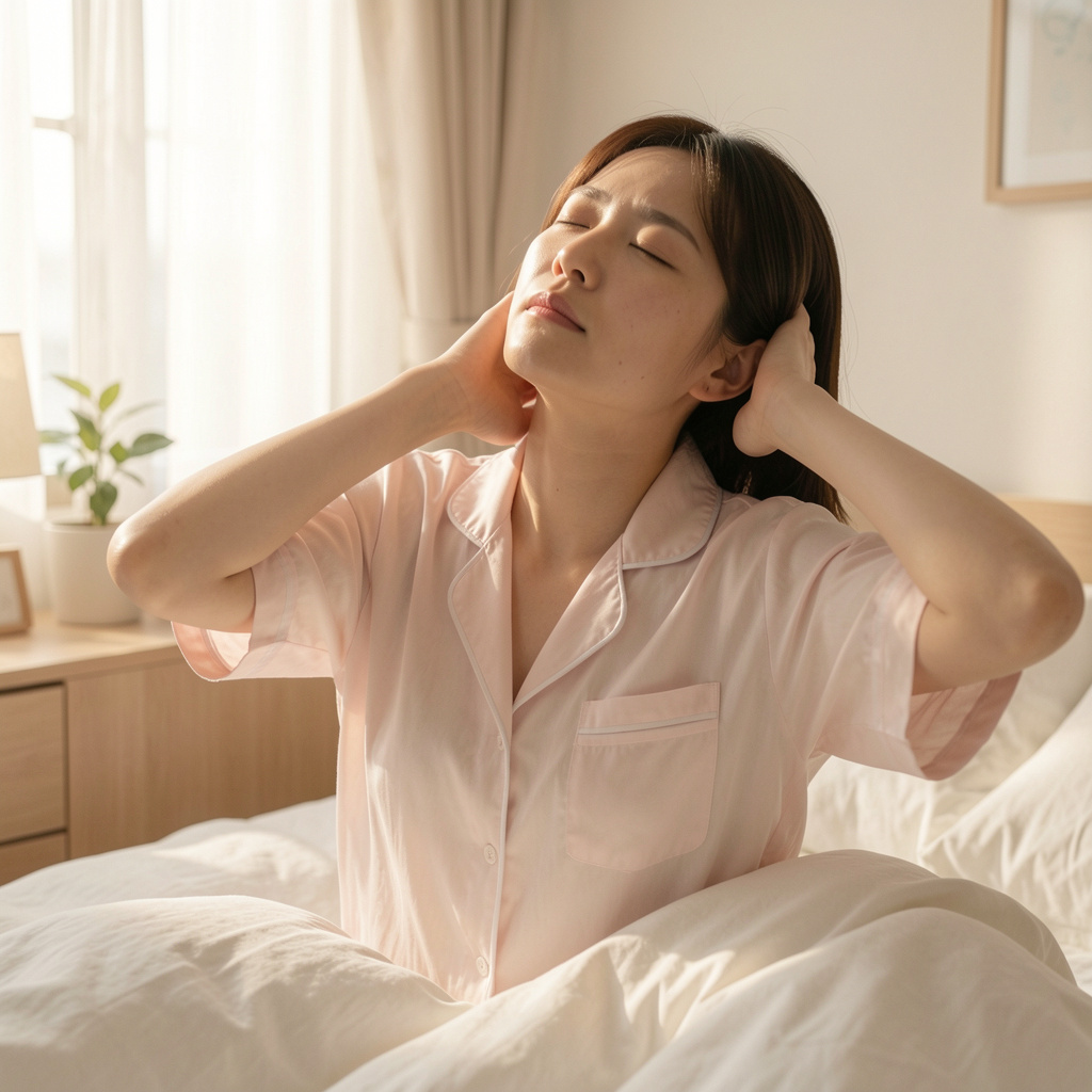 寝起きで頭痛に悩む女性 合わない枕